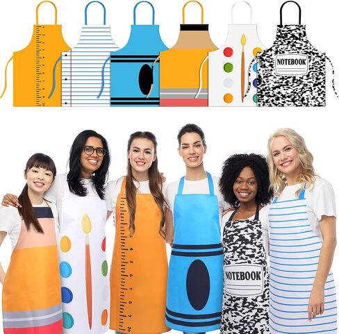 6 Pcs Halloween Teachers Stationery Apron Costume for Adults Group Halloween Crayon Marker Pencil Composition Notebook Apron Back to School Adult Group Costume in Saudi Arabia