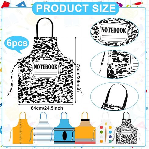 6 Pcs Halloween Teachers Stationery Apron Costume for Adults Group Halloween Crayon Marker Pencil Composition Notebook Apron Back to School Adult Group Costume in Saudi Arabia