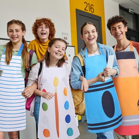 6 Pcs Halloween Teachers Stationery Apron Costume for Adults Group Halloween Crayon Marker Pencil Composition Notebook Apron Back to School Adult Group Costume in Saudi Arabia