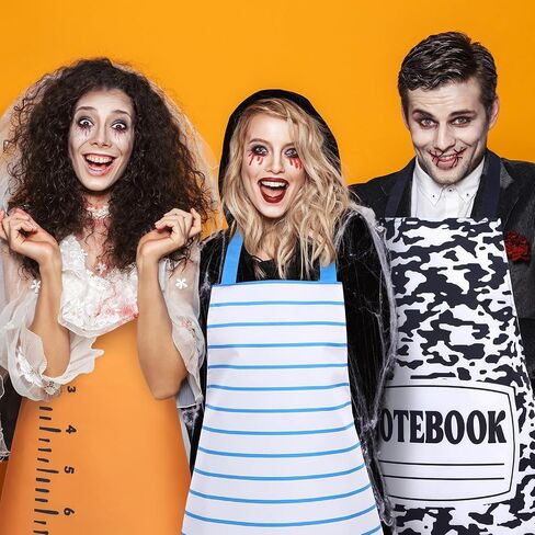 6 Pcs Halloween Teachers Stationery Apron Costume for Adults Group Halloween Crayon Marker Pencil Composition Notebook Apron Back to School Adult Group Costume in Saudi Arabia