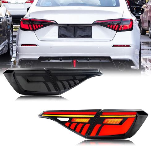 أضواء خلفية LED لوقت الإبداع لسيارة Honda Civic 2022 2023 11TH GEN Sedan V2 بدء الرسوم المتحركة BWB مجموعة المصابيح الخلفية ملحق مؤشر تسلسلي in Kuwait