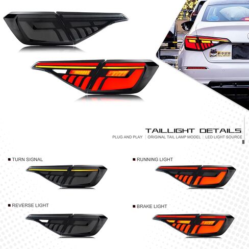 أضواء خلفية LED لوقت الإبداع لسيارة Honda Civic 2022 2023 11TH GEN Sedan V2 بدء الرسوم المتحركة BWB مجموعة المصابيح الخلفية ملحق مؤشر تسلسلي in Kuwait