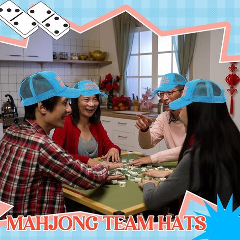 Mahjong Print Trucker Hat Mahj Squad Embroidered Cap Mahj Cap Foam Trucker Hat for Mahjong Accessories Party Gifts in Saudi Arabia