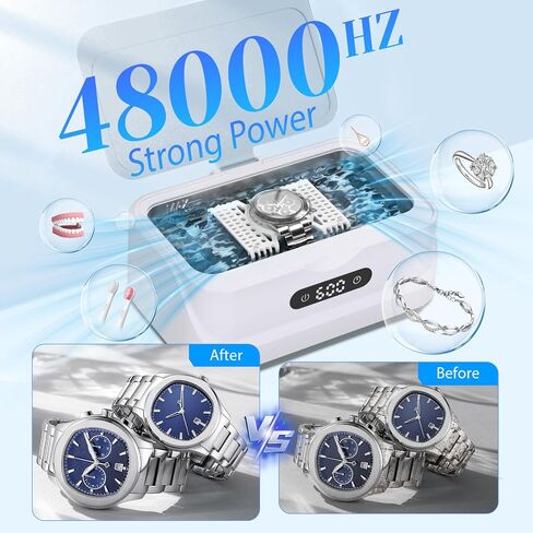 Ultrasonic Jewelry Cleaner: 48Khz Ring Cleaner Ultrasonic Machine with Digital Timer, 4 Cleaning Modes, 24W Sonic Cleaner for Jewelry, Glasses, Retainer, Watch Strap, Home & Travel Use, 13.5oz in Saudi Arabia
