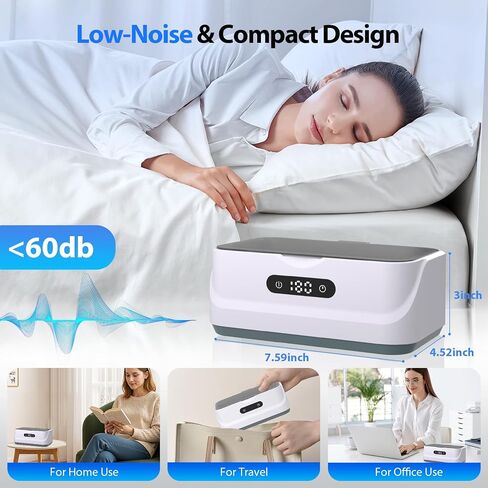 Ultrasonic Jewelry Cleaner: 48Khz Ring Cleaner Ultrasonic Machine with Digital Timer, 4 Cleaning Modes, 24W Sonic Cleaner for Jewelry, Glasses, Retainer, Watch Strap, Home & Travel Use, 13.5oz in Saudi Arabia