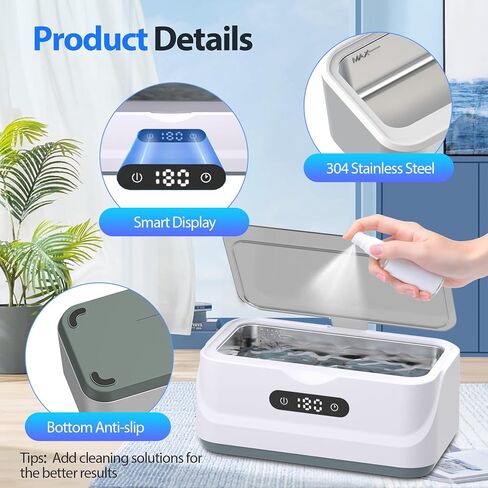 Ultrasonic Jewelry Cleaner: 48Khz Ring Cleaner Ultrasonic Machine with Digital Timer, 4 Cleaning Modes, 24W Sonic Cleaner for Jewelry, Glasses, Retainer, Watch Strap, Home & Travel Use, 13.5oz in Saudi Arabia