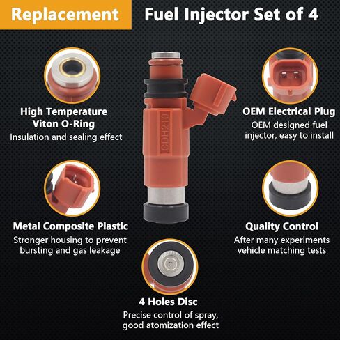 Set of 4 Fuel Injectors for Yamaha 115 HP Four Stroke Outboard Motors 2000-2025 Repalces OE# 68V-8A360-00-00 CDH-210 INP-771 in Saudi Arabia