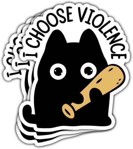 3 Pcs I Choose Violence Sticker, Cute Black Cat Sticker, Funny Bumper Sarcastic Water Assistant Funny Quotes Stickers - Vinyl Stickers for Water Bottles Laptop Phone Car Window Helmet 3 Inches in Saudi Arabia