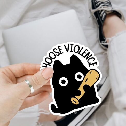 3 Pcs I Choose Violence Sticker, Cute Black Cat Sticker, Funny Bumper Sarcastic Water Assistant Funny Quotes Stickers - Vinyl Stickers for Water Bottles Laptop Phone Car Window Helmet 3 Inches in Saudi Arabia