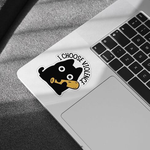 3 Pcs I Choose Violence Sticker, Cute Black Cat Sticker, Funny Bumper Sarcastic Water Assistant Funny Quotes Stickers - Vinyl Stickers for Water Bottles Laptop Phone Car Window Helmet 3 Inches in Saudi Arabia
