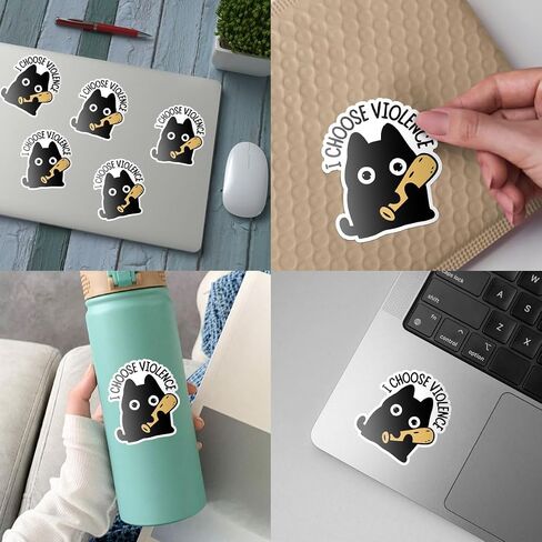 3 Pcs I Choose Violence Sticker, Cute Black Cat Sticker, Funny Bumper Sarcastic Water Assistant Funny Quotes Stickers - Vinyl Stickers for Water Bottles Laptop Phone Car Window Helmet 3 Inches in Saudi Arabia