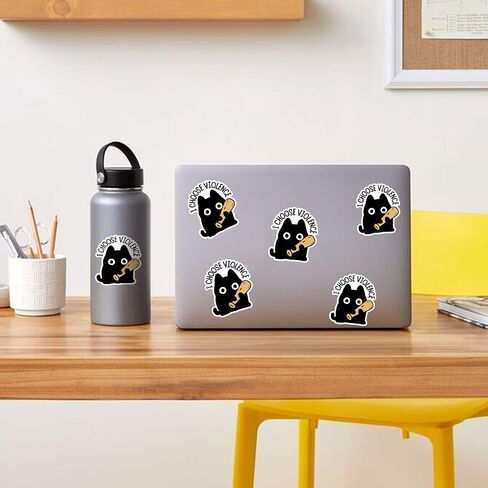 3 Pcs I Choose Violence Sticker, Cute Black Cat Sticker, Funny Bumper Sarcastic Water Assistant Funny Quotes Stickers - Vinyl Stickers for Water Bottles Laptop Phone Car Window Helmet 3 Inches in Saudi Arabia
