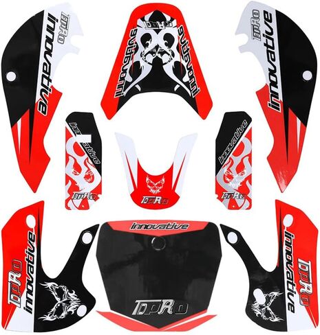 Decals Graphic Stickers Kit Plastic Body Fender Fairing Sticker for Dirt Pit Bike KLX110 4 Stroke 2002-2009 DRZ110 4 Stroke 2003-2006 KX65 Atomik Thumpstar Pitpro 140cc 150cc 160cc 200cc 250cc (Red) in Saudi Arabia