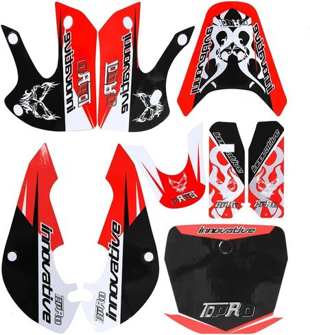 Decals Graphic Stickers Kit Plastic Body Fender Fairing Sticker for Dirt Pit Bike KLX110 4 Stroke 2002-2009 DRZ110 4 Stroke 2003-2006 KX65 Atomik Thumpstar Pitpro 140cc 150cc 160cc 200cc 250cc (Red) in Saudi Arabia