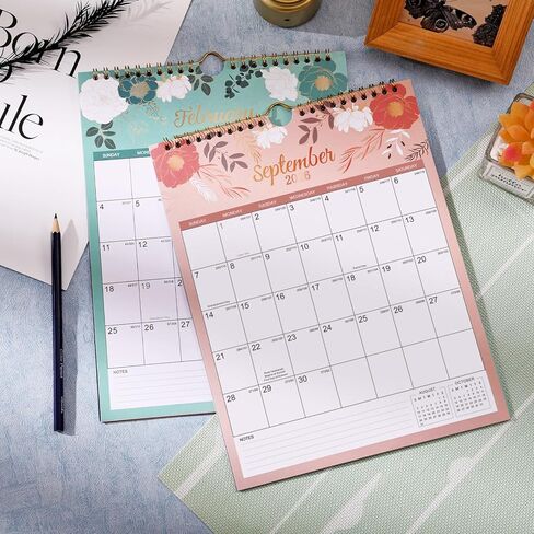 تقويم حائط 2025 - تقويم 2025، تقويم حائط من يناير 2025 إلى ديسمبر 2025، 8.4 بوصة × 11 بوصة، ربط بسلك مزدوج، خطاف تعليق، العطلات in Kuwait