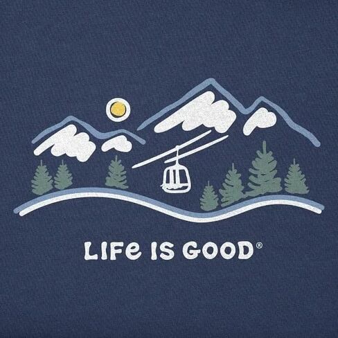 Life is Good. Men's Ski Lift Vista Long Sleeve Crusher Tee, Darkest Blue in Saudi Arabia