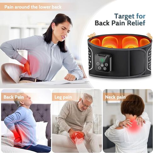 جهاز تدليك أسفل الظهر بدون سلك، وسادة تسخين لتخفيف الألم، مدلك بحزام قطني قابل للنفخ مع 3 اهتزازات و4 حرارة، 3 وسائد هوائية، ضغط هواء عميق للأنسجة وعلاج بالاهتزاز، هدايا للرجال والنساء in Kuwait
