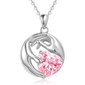 Hug Hand Necklace Sterling Silver Hug Heart Birthstone Pendant Jewelry Birthday Gifts for Women in Saudi Arabia