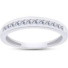 1/4 Carat (Cttw) Princess Cut Sparkling White Cubic Zirconia Wedding Band In 14k Gold Over Sterling Silver Jewelry For Women (0.25 Cttw) in Saudi Arabia