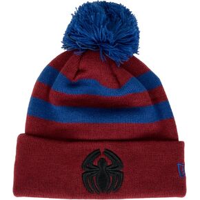 New Era Spider-Man Symbol Striped Knit Pom Beanie Red in Saudi Arabia