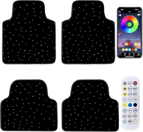 Starlight LED Car Floor Mats with Wireless Ambient Lighting - Waterproof Universal Fit Interior Lights for Cars, SUVs, Trucks - App & Remote Control RGB Fiber Optic Underglow, Anti-Slip Design in Saudi Arabia