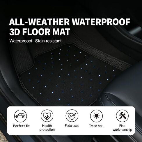 Starlight LED Car Floor Mats with Wireless Ambient Lighting - Waterproof Universal Fit Interior Lights for Cars, SUVs, Trucks - App & Remote Control RGB Fiber Optic Underglow, Anti-Slip Design in Saudi Arabia