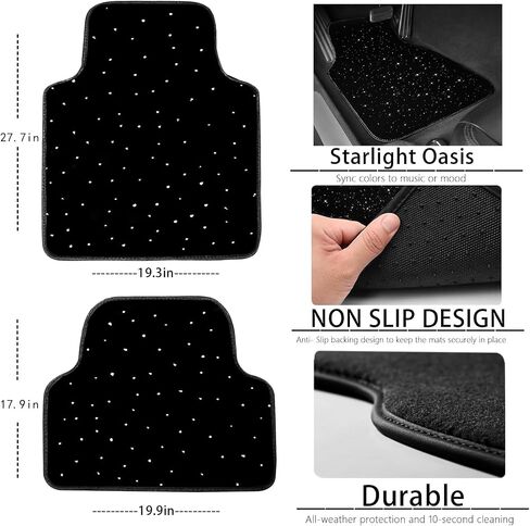 Starlight LED Car Floor Mats with Wireless Ambient Lighting - Waterproof Universal Fit Interior Lights for Cars, SUVs, Trucks - App & Remote Control RGB Fiber Optic Underglow, Anti-Slip Design in Saudi Arabia