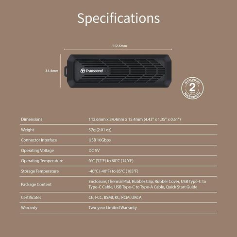 Transcend M.2 PCIe/SATA SSD Upgrade Kit, SSD Enclosure, Support 2230 2242 2280, Compatible with M Key/B+M Key, Type-A/Type-C - TS-CM10G in Saudi Arabia
