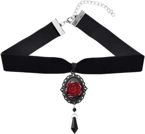 Halloween Costumes Decorations for Women Gothic Rose Chokers Necklaces for Women Females Punk Black Vampire Choker in Saudi Arabia