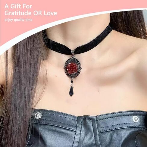 Halloween Costumes Decorations for Women Gothic Rose Chokers Necklaces for Women Females Punk Black Vampire Choker in Saudi Arabia