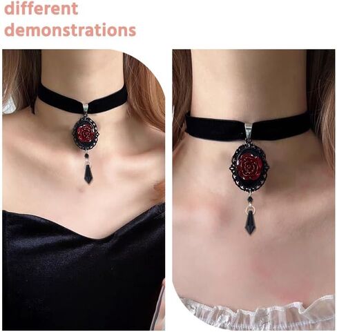 Halloween Costumes Decorations for Women Gothic Rose Chokers Necklaces for Women Females Punk Black Vampire Choker in Saudi Arabia