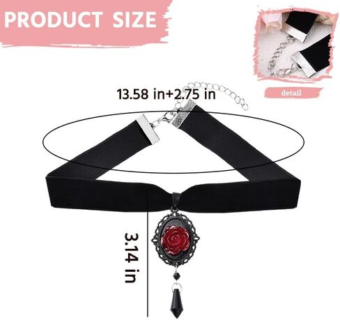 Halloween Costumes Decorations for Women Gothic Rose Chokers Necklaces for Women Females Punk Black Vampire Choker in Saudi Arabia