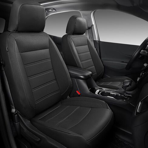 لأغطية مقاعد Chevy Equinox - أغطية مقاعد مخصصة لسيارة Chevy Equinox 2018-2024 Premier، LS، LT، L، RS (ليست لـ EV) - مجموعة كاملة من أغطية مقاعد جلدية مقاومة للماء - أسود in Kuwait