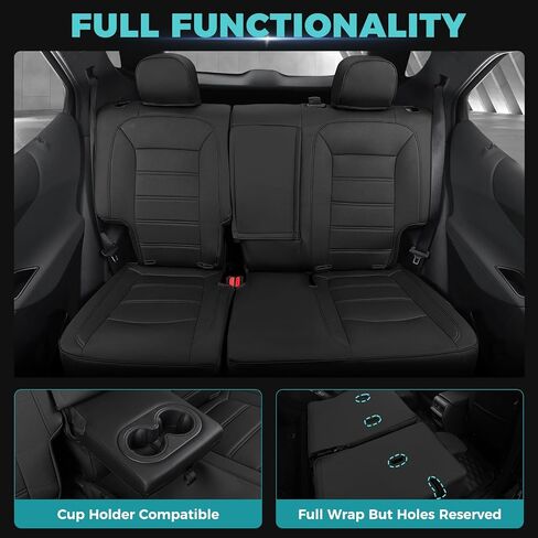 لأغطية مقاعد Chevy Equinox - أغطية مقاعد مخصصة لسيارة Chevy Equinox 2018-2024 Premier، LS، LT، L، RS (ليست لـ EV) - مجموعة كاملة من أغطية مقاعد جلدية مقاومة للماء - أسود in Kuwait