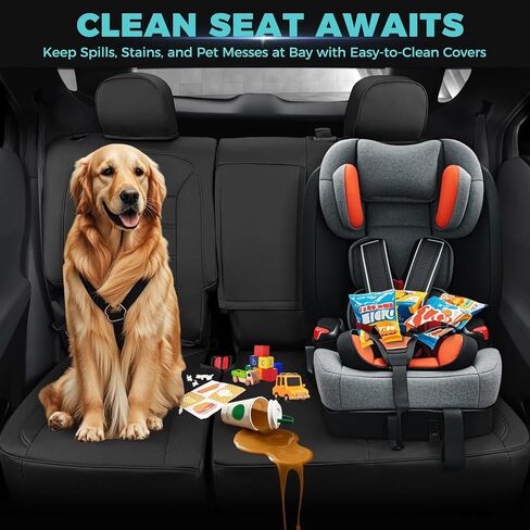 لأغطية مقاعد Chevy Equinox - أغطية مقاعد مخصصة لسيارة Chevy Equinox 2018-2024 Premier، LS، LT، L، RS (ليست لـ EV) - مجموعة كاملة من أغطية مقاعد جلدية مقاومة للماء - أسود in Kuwait