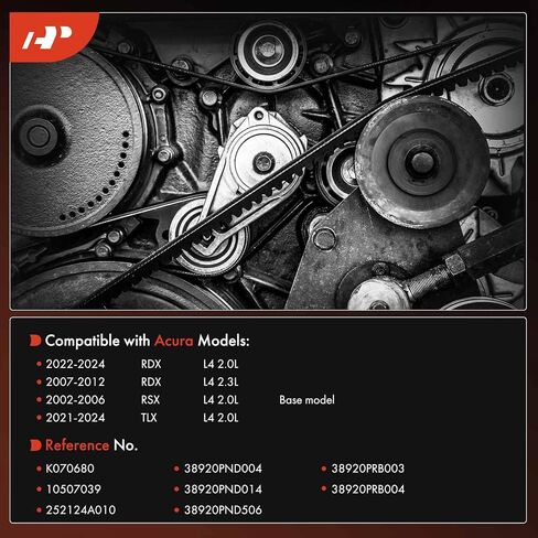 حزام قيادة أفعواني للمحرك A-Premium متوافق مع Acura RDX 2007-2012 2.3L، RDX 2022-2024 2.0L، TLX 2021-2024 2.0L، RSX 2002-2006 2.0L in Saudi Arabia