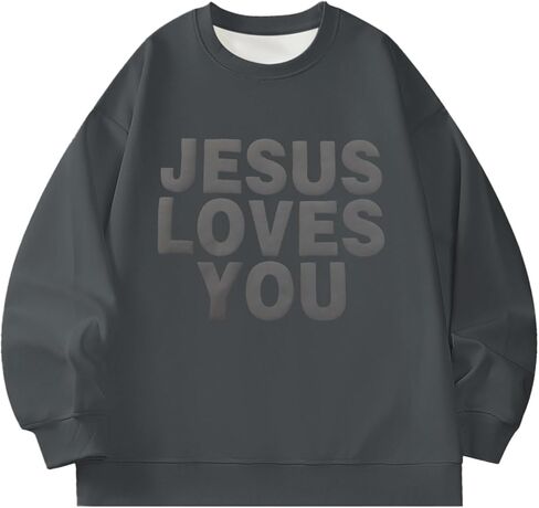 Christian Sweatshirts for Women Jesus Loves You Bible Verse God Hoodie Faith Foam Printed Graphic Sweatshirt in Saudi Arabia
