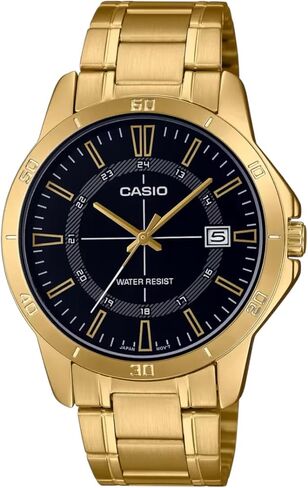 Casio Quartz Black Dial Gold Stainless Steel Men's Watch MTP-V004G-1CUDF, Bracelet in Saudi Arabia