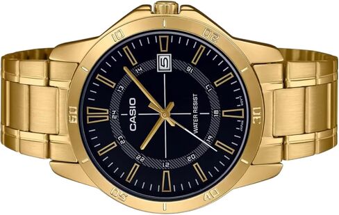 Casio Quartz Black Dial Gold Stainless Steel Men's Watch MTP-V004G-1CUDF, Bracelet in Saudi Arabia
