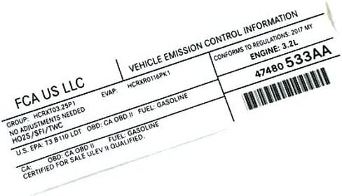 Mopar 47480533AA LABEL VEHICLE EMISSION CONTROL IN in Saudi Arabia
