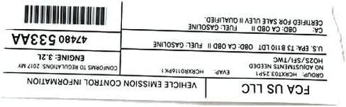 Mopar 47480533AA LABEL VEHICLE EMISSION CONTROL IN in Saudi Arabia
