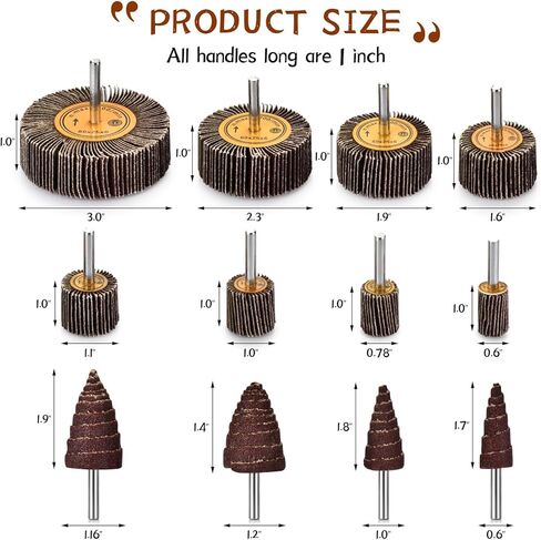 مجموعة أدوات الصنفرة ذات العجلات الكاشطة، 48 قطعة من ملحقات الصنفرة المثقاب، عجلة صنفرة ذات 80 حبيبة لمطحنة القالب، عجلة صنفرة ذات رفرف من ورق الصنفرة الكاشطة على شكل مخروطي من أكسيد الألومنيوم مقاس 1/4 بوصة لإزالة الصدأ in Kuwait