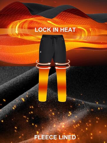 بنطال شتوي مبطن بالصوف للرجال من G Gradual مع 3 جيوب بسحاب، بنطال رياضي دافئ للركض والجري للرجال in Kuwait