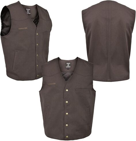Touch&Torn Western Vest for Men | Canvas Vest All-Season Mens Vests Outerwear | Snap Buttons Tan & Chocolate in Kuwait