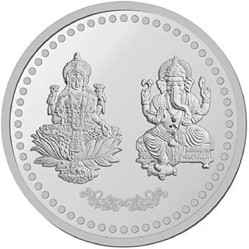 Diwali Gift X mas Gift New Year Gift Luxmi Ganesh Ji Coin Silver Color 10 Gram Pack of 1 in Saudi Arabia