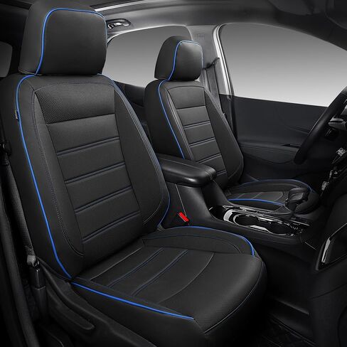 لأغطية مقاعد Chevy Equinox - أغطية مقاعد مخصصة لسيارة Chevy Equinox 2018-2024 Premier، LS، LT، L، RS (ليست لـ EV) - مجموعة كاملة من أغطية مقاعد جلدية مقاومة للماء - أسود in Kuwait