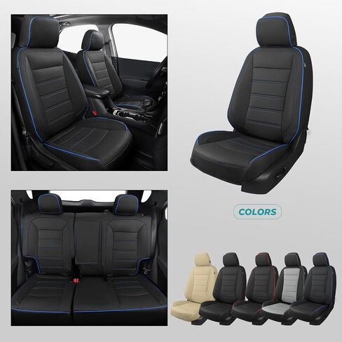 لأغطية مقاعد Chevy Equinox - أغطية مقاعد مخصصة لسيارة Chevy Equinox 2018-2024 Premier، LS، LT، L، RS (ليست لـ EV) - مجموعة كاملة من أغطية مقاعد جلدية مقاومة للماء - أسود in Kuwait