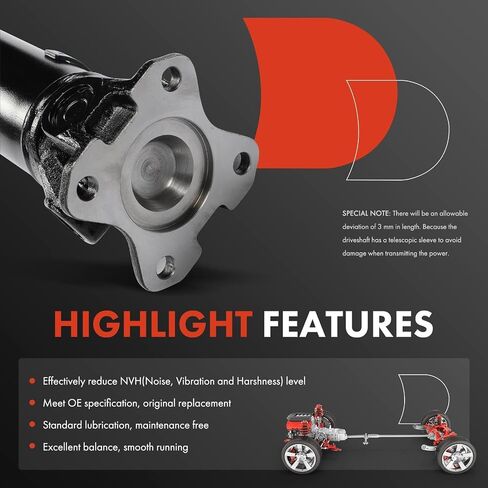 A-Premium 76.5" Rear Drive Shaft Prop Shaft Driveshaft Assembly Compatible with Nissan Frontier 2005-2019, [RWD, 6 Speed Manual Trans, 125.9" Wheelbase], V6 4.0L, Replace# 37000ZZ70A, 37000EA201 in Saudi Arabia