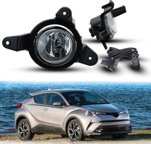 عدسات شفافة لمصابيح الضباب متوافقة مع Toyota C-HR 2017 2018 2019 Base LE | مصابيح القيادة الأمامية لمبة هالوجين H16 12 فولت 55 وات | طقم التبديل والأسلاك | 8121048050,8122048050 in Saudi Arabia
