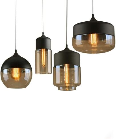 LNPTAL Modern Loft Nordic Pendant Light, Glass Hanging Lamp FixtureAdjustable LED Chandelier for Kitchen Island, Dining Room, Bedroom, Bar Counter(Amber,D) in Saudi Arabia
